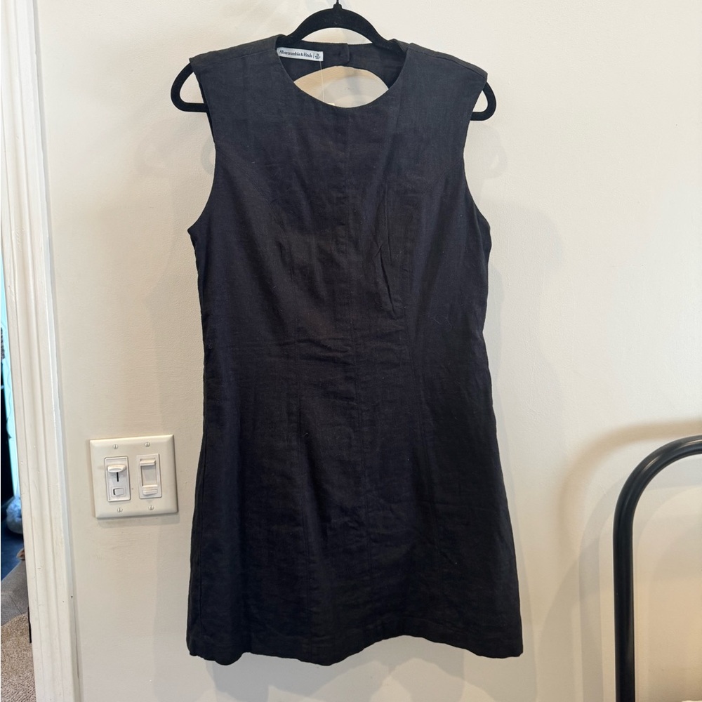 Abercrombie Black Sleeveless Mini Dress, Linen, NWT (Medium)